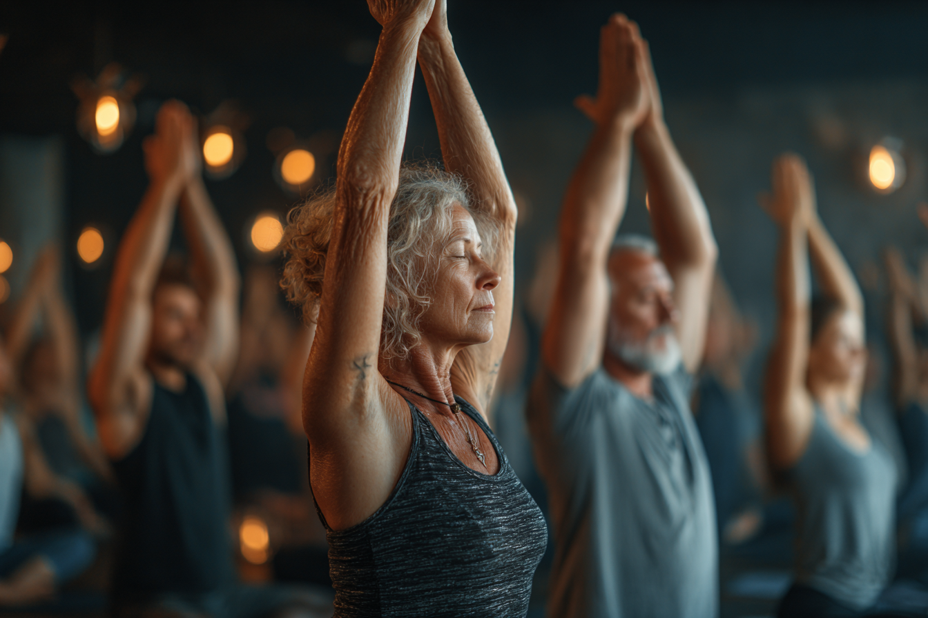 Групове заняття йогою для старших людей
